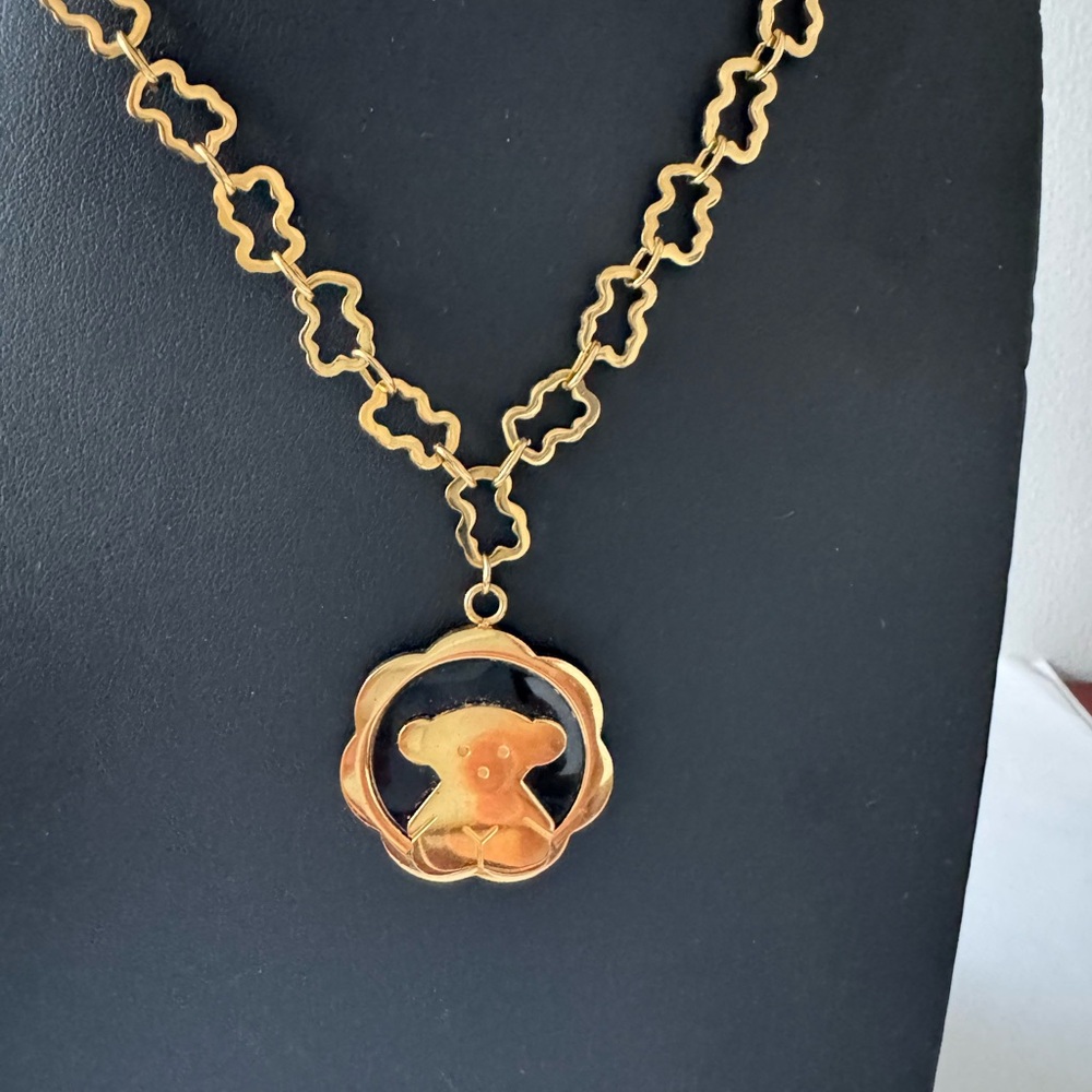 Tous Gold and Black Pendant Necklace - Picture 2 of 6